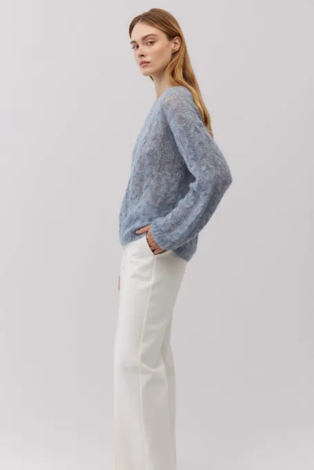 Hellblauer Pullover mit Alpakawolle marine