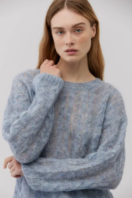 Hellblauer Pullover mit Alpakawolle marine