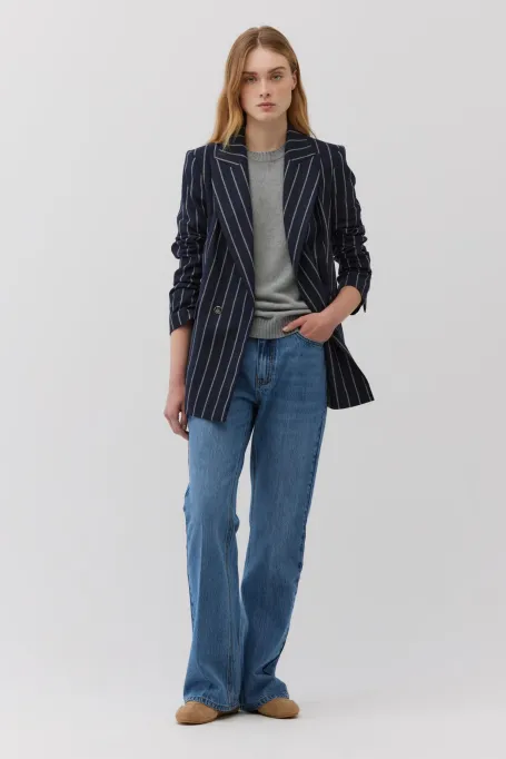 Bootcut-Jeans mit hohem Bund marine