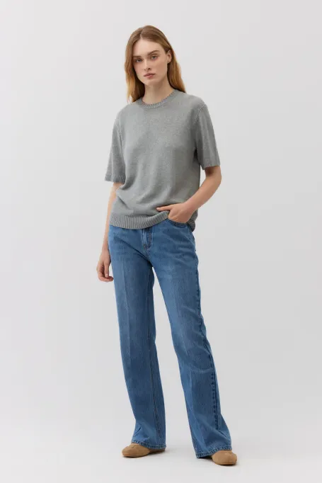 Bootcut-Jeans mit hohem Bund marine