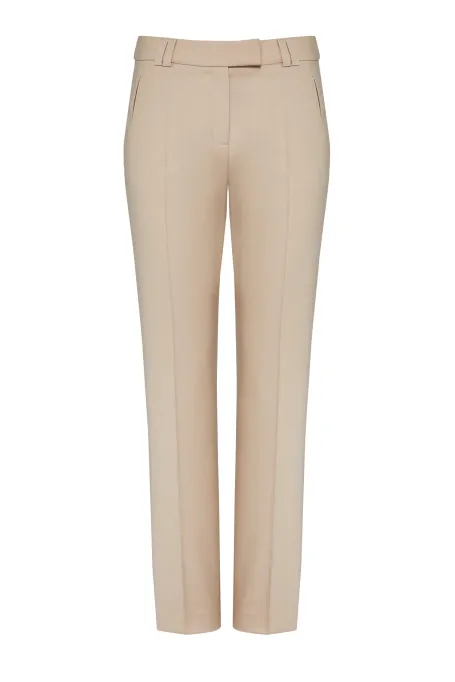 Beige Hosen mit Jungschafwolle