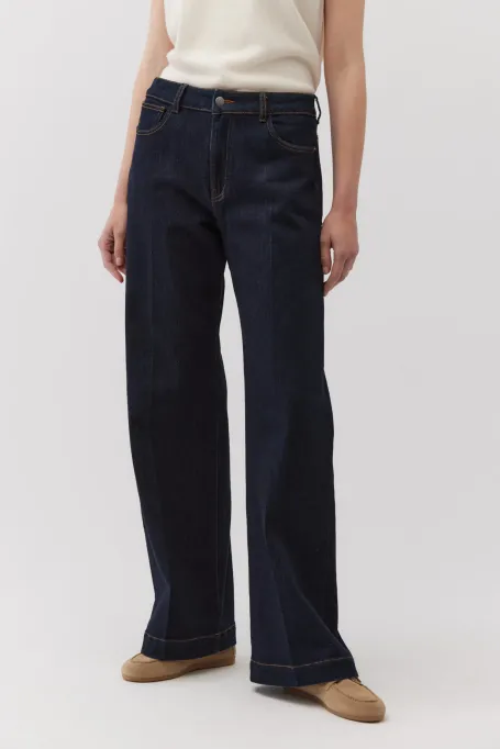 Wide-Leg-Jeans in Dunkelblau
