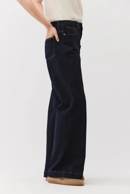 Wide-Leg-Jeans in Dunkelblau