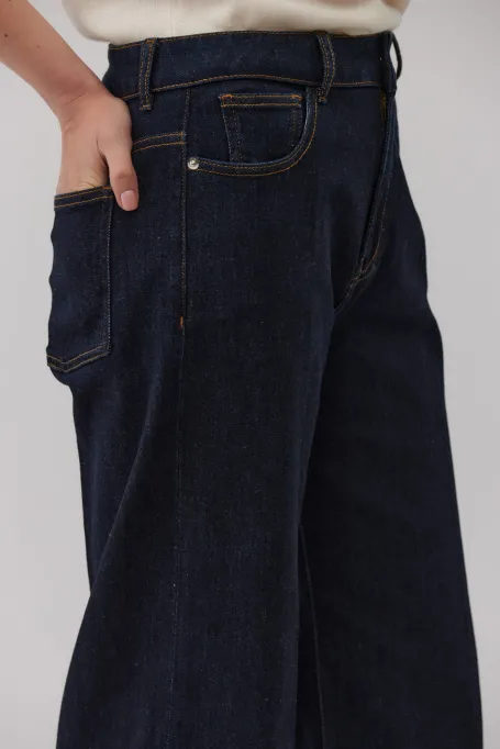 Wide-Leg-Jeans in Dunkelblau