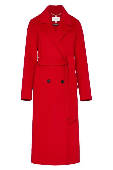 Roter doppelseitiger Doppelreiher-Mantel mit Seide
