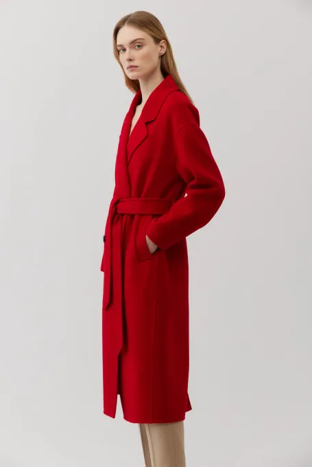 Roter doppelseitiger Doppelreiher-Mantel mit Seide