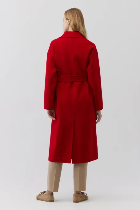 Roter doppelseitiger Doppelreiher-Mantel mit Seide