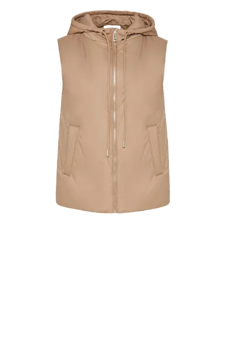 Camelfarbene Kapuzenweste