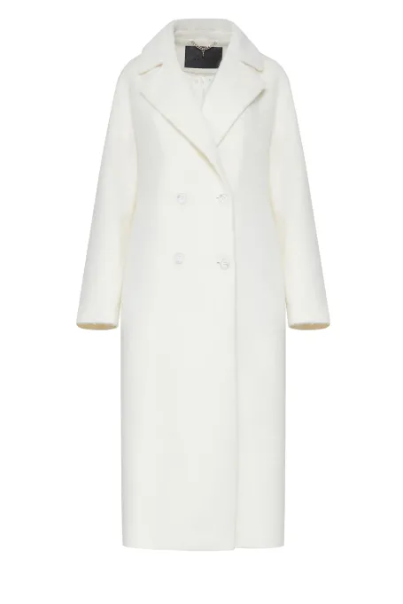 Weißer Mantel aus Alpaka-Wolle und Seide