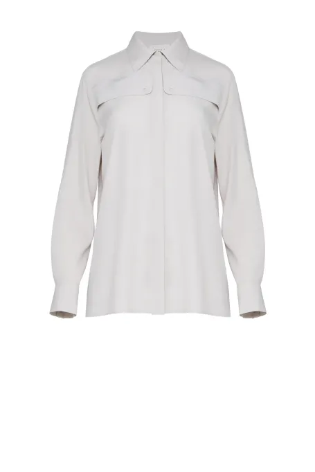 Beige lockere Seidenbluse