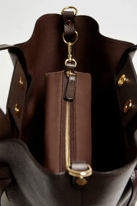 Braune Shopper-Ledertasche