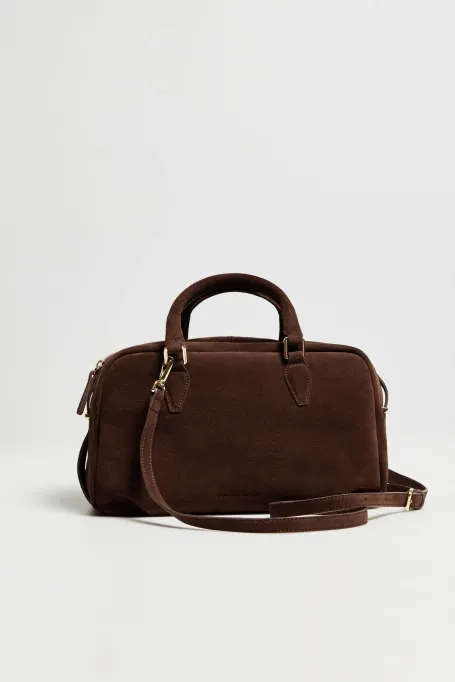 Braune Handtasche aus echtem Wildleder
