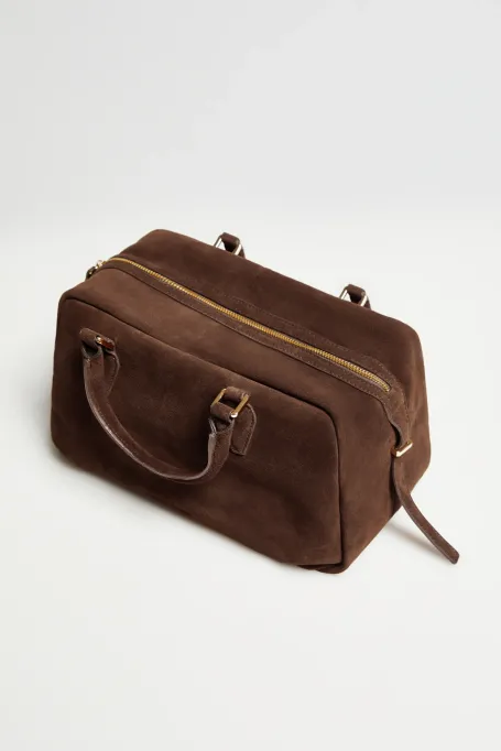 Braune Handtasche aus echtem Wildleder