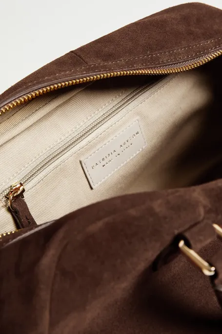 Braune Handtasche aus echtem Wildleder