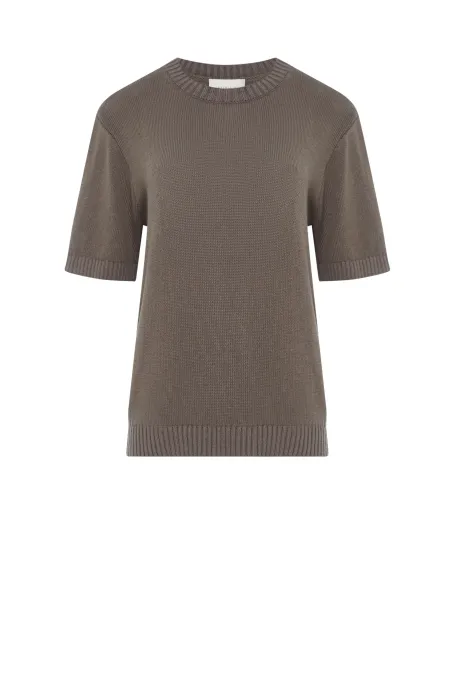 Braunes T-Shirt aus Leinen und Baumwolle