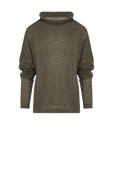 Grünes Rollkragentop aus Alpakawolle
