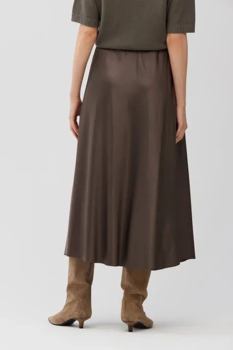 Brauner Seiden-Midirock