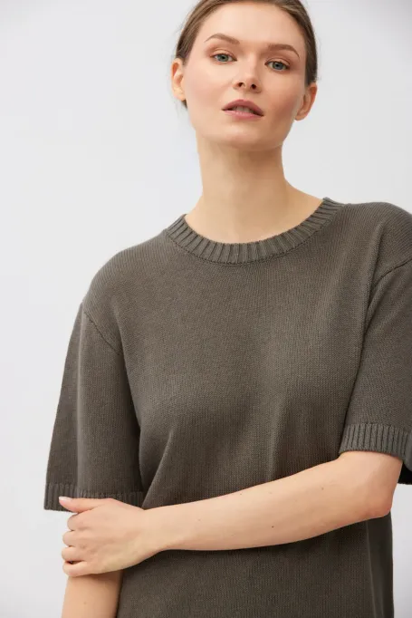 Braunes T-Shirt aus Leinen und Baumwolle