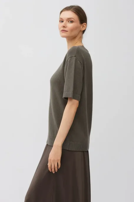 Braunes T-Shirt aus Leinen und Baumwolle