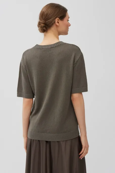 Braunes T-Shirt aus Leinen und Baumwolle