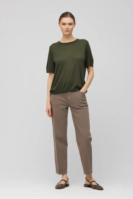Grünes T-Shirt aus Merinowolle