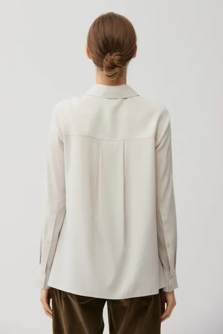 Beige lockere Seidenbluse