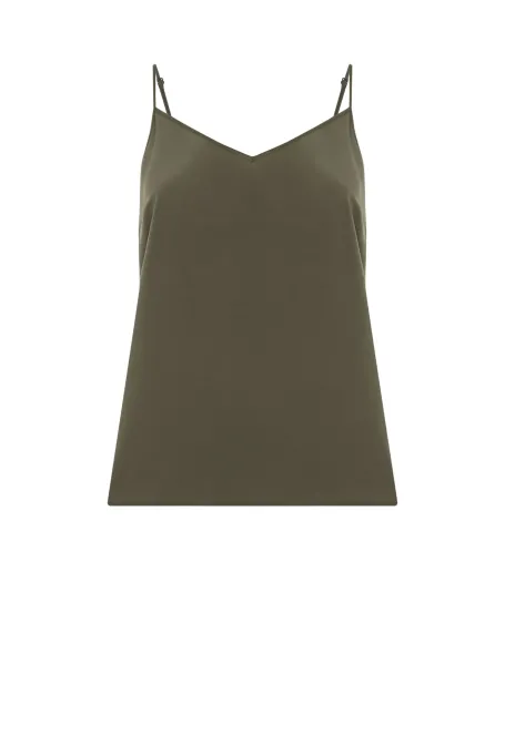 Grünes Seidentop mit Trägern