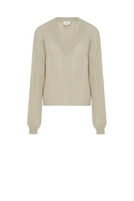 Hellgrüner lockerer Pullover mit Alpakawolle