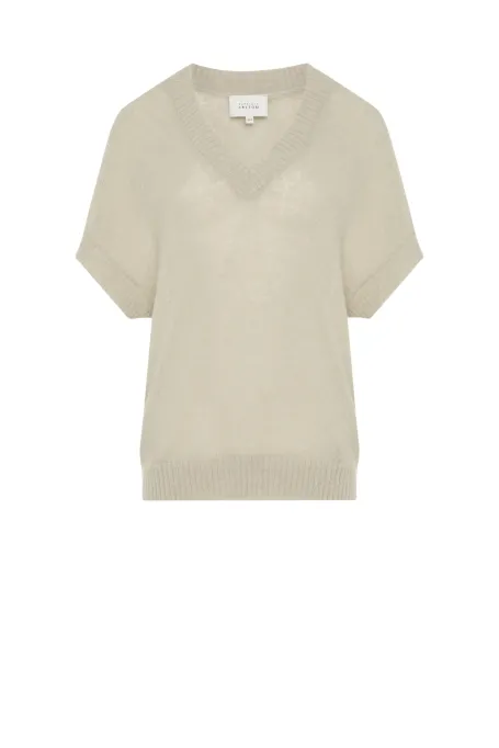 Hellgrüner Pullover mit Alpakawolle