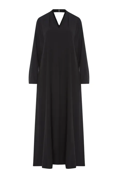 Schwarzes Midikleid aus Seide