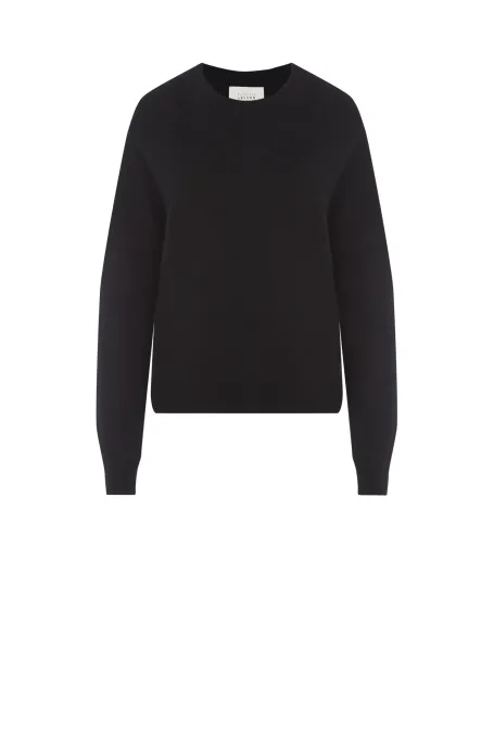 Schwarzer Pullover mit Kaschmir und Seide