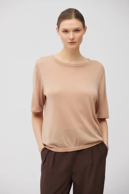 Rosa T-Shirt aus Kaschmir und Lyocell