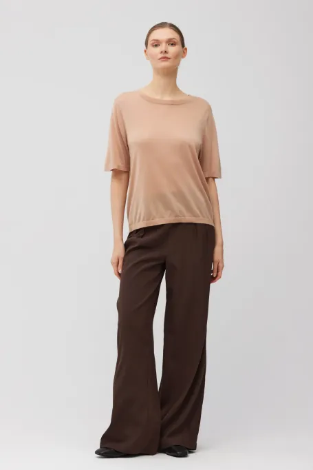 Rosa T-Shirt aus Kaschmir und Lyocell