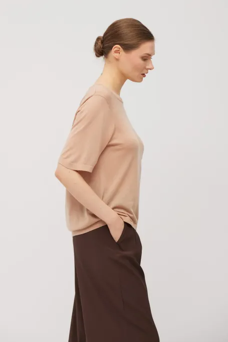 Rosa T-Shirt aus Kaschmir und Lyocell