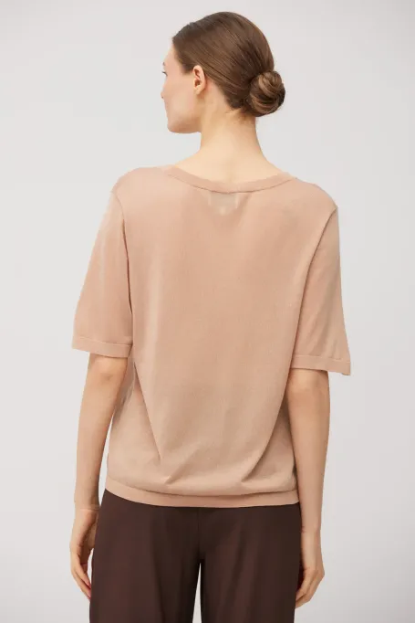 Rosa T-Shirt aus Kaschmir und Lyocell