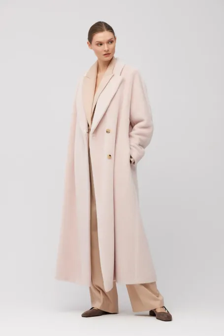 Zweireihiger gerader Mantel aus Baby-Suri-Alpaka