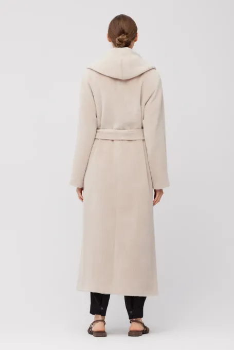 Maxi-Mantel aus Baby-Suri-Alpaka mit Kapuze