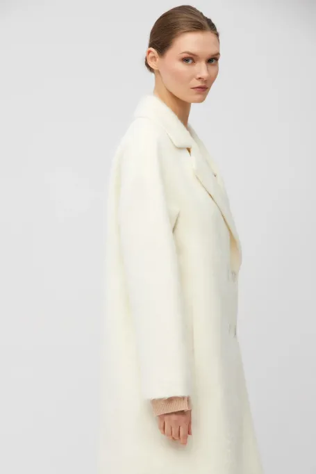 Weißer Mantel aus Alpaka-Wolle und Seide