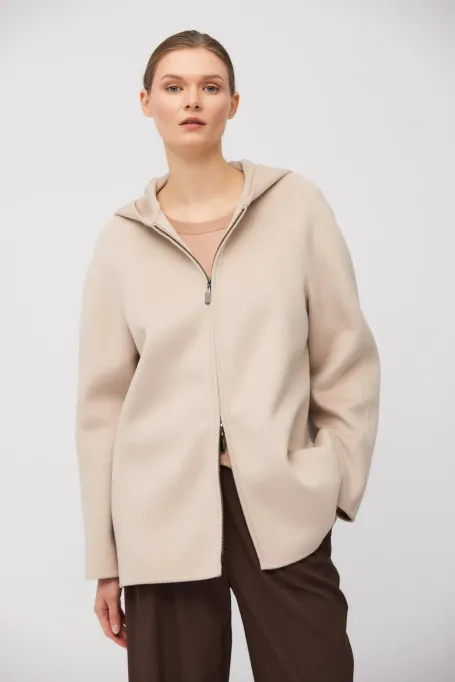 Jacke aus Doubleface-Stoff mit Wolle und Seide