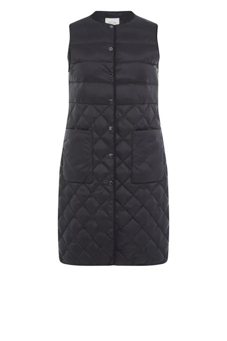 Schwarze lange Daunenweste