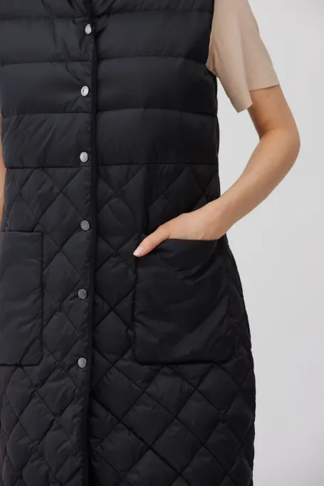 Schwarze lange Daunenweste
