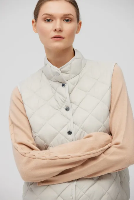 Kurze beige Daunenweste
