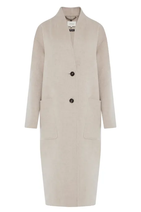 Beiger Mantel aus Wolle und Seide Doubleface