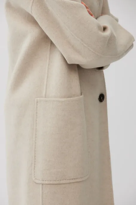 Beiger Mantel aus Wolle und Seide Doubleface