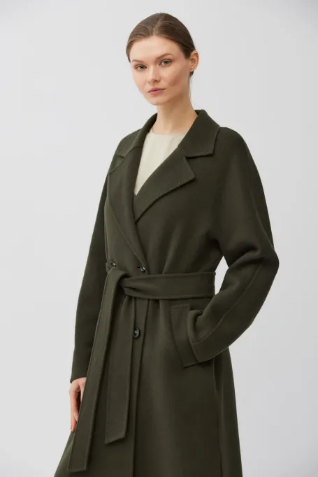 Dunkelgrüner Mantel mit Doubleface-Seide