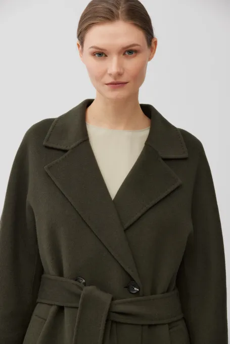 Dunkelgrüner Mantel mit Doubleface-Seide