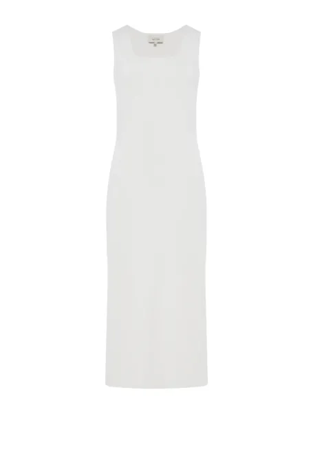 Weißes Midikleid mit quadratischem Ausschnitt weiß