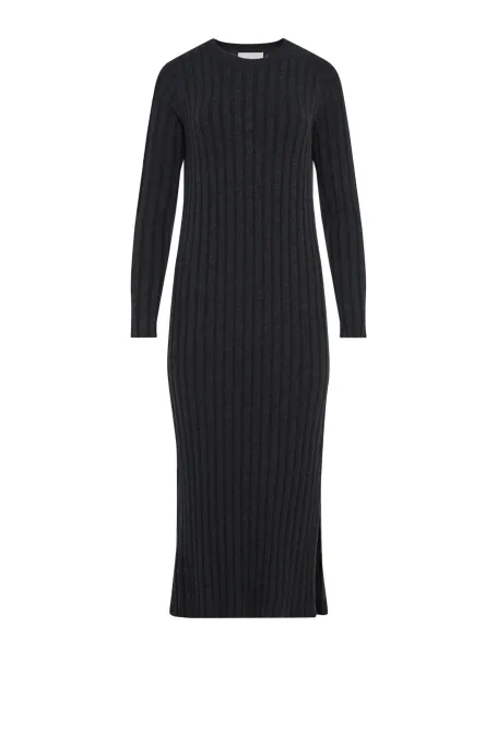 Dunkelgraues Strickkleid aus Merinowolle