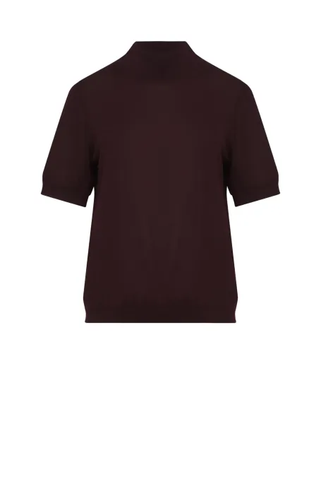 Halbrollkragen mit kurzem Ärmel aus Merinowolle