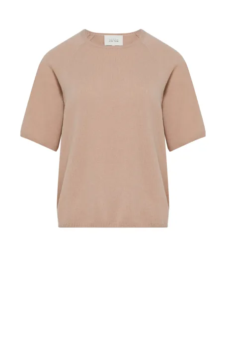 Bluse mit kurzem Ärmel aus Merinowolle und Kaschmir